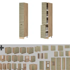 Vicco Apothekerhochschrank Fame-Line Eiche gefräst 30 cm