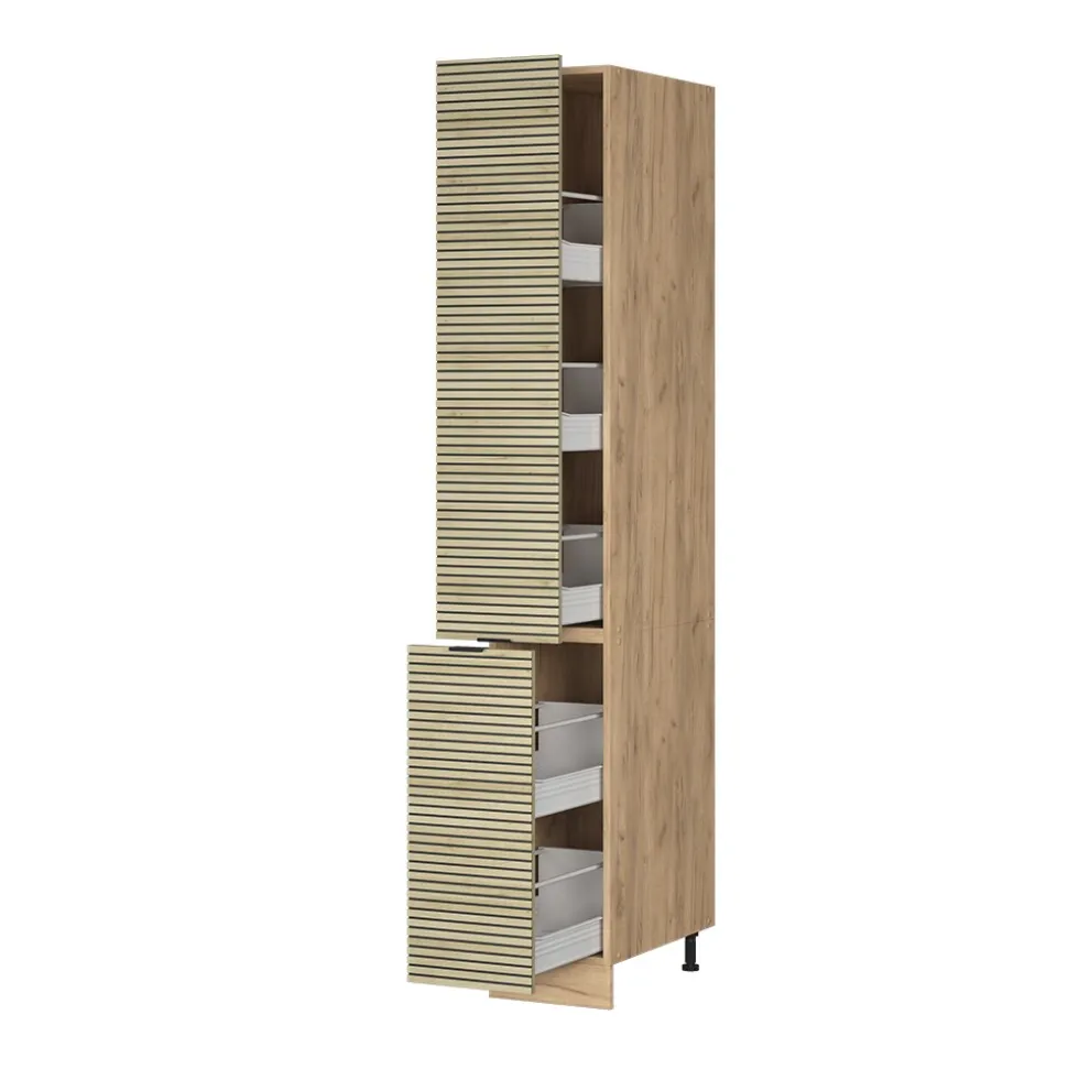 Vicco Apothekerhochschrank Fame-Line Eiche gefräst 30 cm