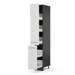 Vicco Apothekerhochschrank 30 cm Weiß Hochglanz Küchenschrank Hochschrank Küchenzeile Fame-Line