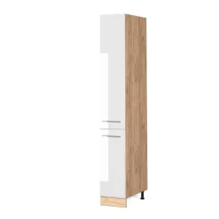 Vicco Apothekerhochschrank Küchenschrank Küchenmöbel Fame-Line Eiche Weiß modern 30 cm Küche Einbauküche Einschübe Aufbewahrung Küchenzeile Hochglanz