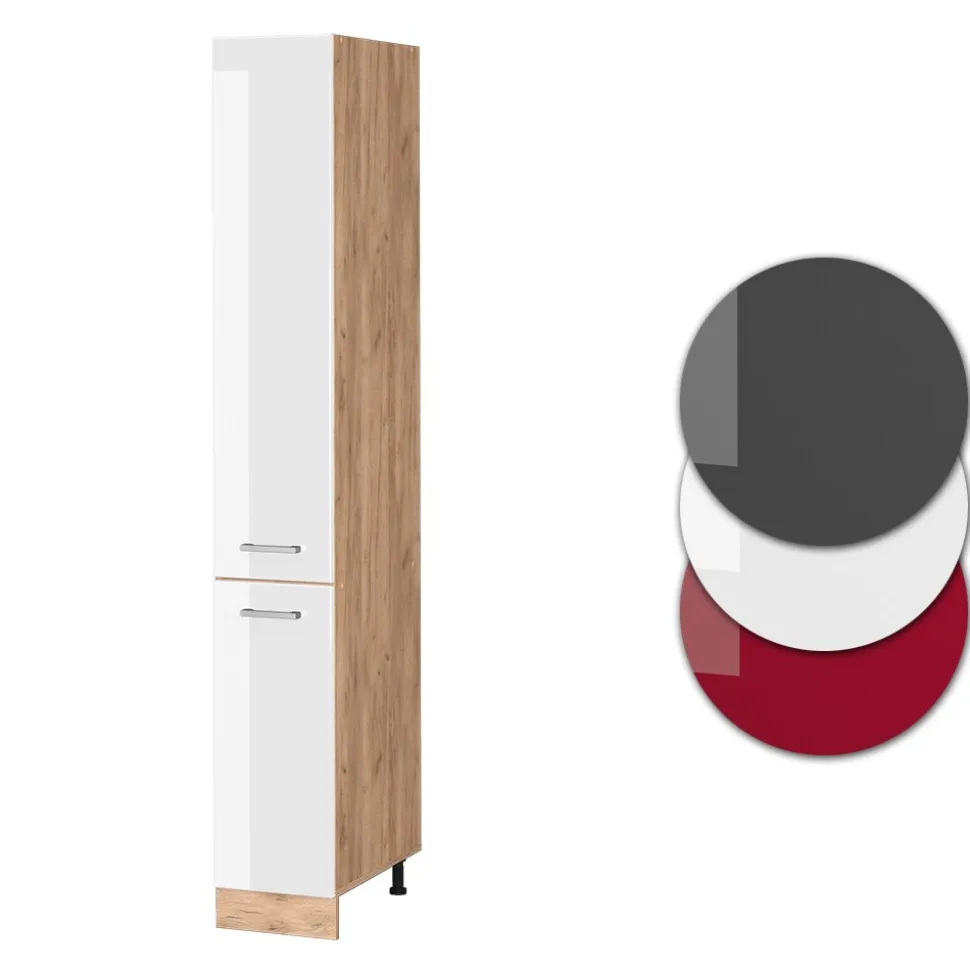 Vicco Apothekerhochschrank Küchenschrank Küchenzeile R-Line 30 cm Eiche Weiß