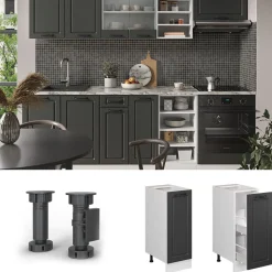Vicco Apothekerunterschrank Küchenschrank Küchenzeile R-Line Landhaus 30 cm Weiß Anthrazit