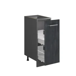 Vicco Apothekerunterschrank R-Line Schwarz Beton Anthrazit 30 cm mit Arbeitsplatte Eiche