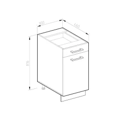 Vicco Apothekerunterschrank Küchenschrank Küchenzeile R-Line 30 cm Weiß Beton Arbeitsplatte