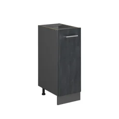 Vicco Apothekerunterschrank R-Line Schwarz Beton Anthrazit 30 cm mit Arbeitsplatte Weiß-Marmor