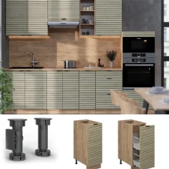 Vicco Apothekerunterschrank Fame-Line Eiche gefräst 30 cm mit Arbeitsplatte Eiche