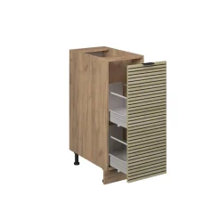 Vicco Apothekerunterschrank Fame-Line Eiche gefräst 30 cm mit Arbeitsplatte Eiche