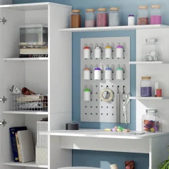 Vicco Arbeitstisch Schreibtisch Schminktisch Tessa weiß Basteltisch mit Schrank
