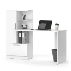 Vicco Arbeitstisch Schreibtisch Bürotisch Tomy Weiß 150x120 modern Computertisch PC-Tisch Arbeitszimmer Homeoffice Büromöbel Computermöbel Schrankschublade Schranktür Regalanbau