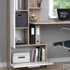 Vicco Arbeitstisch Schreibtisch Bürotisch Tomy Sonoma Weiß 150x120 modern Computertisch PC-Tisch Arbeitszimmer Homeoffice Büromöbel Computermöbel Schrankschublade Schranktür Regalanbau