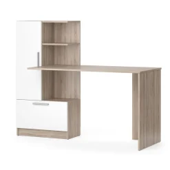 Vicco Arbeitstisch Schreibtisch Bürotisch Tomy Sonoma Weiß 150x120 modern Computertisch PC-Tisch Arbeitszimmer Homeoffice Büromöbel Computermöbel Schrankschublade Schranktür Regalanbau