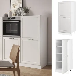 Vicco Backofenumbauschrank Küchenschrank Küchenzeile R-Line Landhaus 60 cm Weiß große Tür