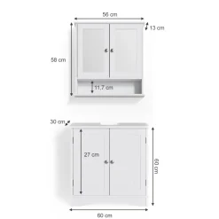 Vicco 2er Badmöbel Set Bianco Spiegelschrank Waschtischunterschrank Badschrank Badezimmermöbel Set im Landhausstil