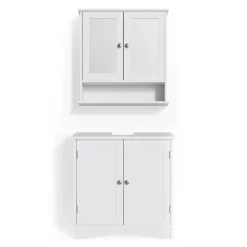 Vicco 2er Badmöbel Set Bianco Spiegelschrank Waschtischunterschrank Badschrank Badezimmermöbel Set im Landhausstil