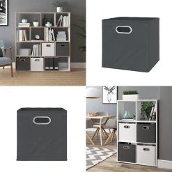 VICCO 2er Set Faltbox 30x30 cm anthrazit Faltkiste Aufbewahrungsbox Regalkorb