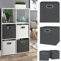 VICCO 2er Set Faltbox 30x30 cm anthrazit Faltkiste Aufbewahrungsbox Regalkorb