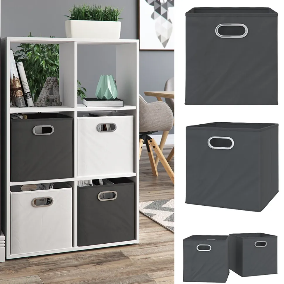 VICCO 2er Set Faltbox 30x30 cm anthrazit Faltkiste Aufbewahrungsbox Regalkorb
