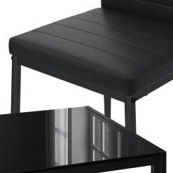 Vicco "Grand Metall", moderne Essgruppe mit Esszimmertisch und 6 Essstühle, Schwarz
