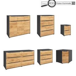 Vicco Kommode Ruben 80 x 102 cm Anthrazit Eiche Highboard