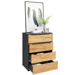 Vicco Kommode Ruben 80 x 102 cm Anthrazit Eiche Highboard