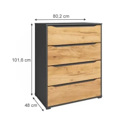 Vicco Kommode Ruben 80 x 102 cm Anthrazit Eiche Highboard