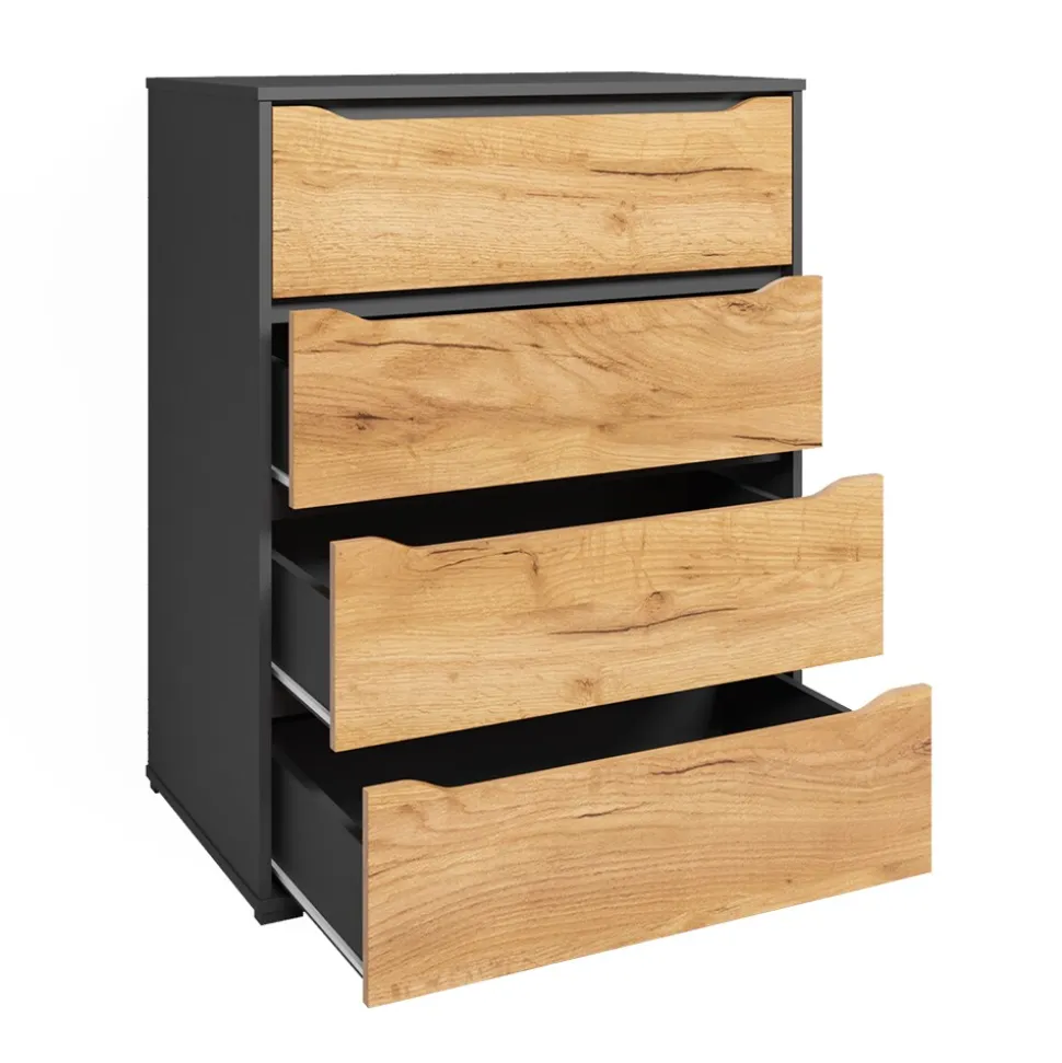 Vicco Kommode Ruben 80 x 102 cm Anthrazit Eiche Highboard