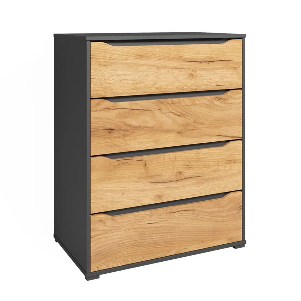 Vicco Kommode Ruben 80 x 102 cm Anthrazit Eiche Highboard