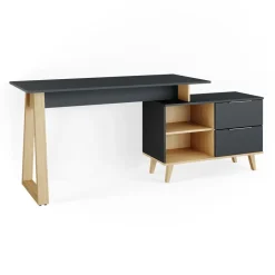 Vicco Schreibtisch Bürotisch Arbeitstisch Nautica Anthrazit XL Ablage Basteltisch