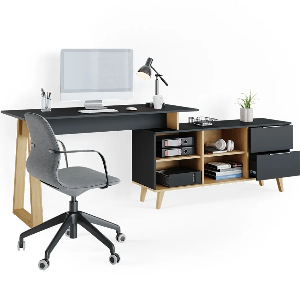Vicco Schreibtisch Bürotisch Arbeitstisch Nautica Anthrazit XXL Ablage Basteltisch