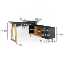 Vicco Schreibtisch Bürotisch Arbeitstisch Nautica Anthrazit XXL Ablage Basteltisch