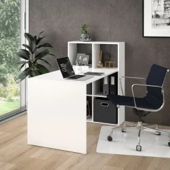 Vicco Schreibtisch Emir weiß Computertisch mit Ablage Regal Raumteiler Bürotisch