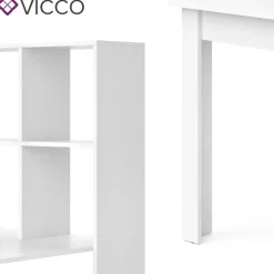 Vicco Schreibtisch Gael weiß Computertisch mit Ablage Regal Raumteiler Bürotisch