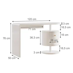 Vicco Schreibtisch Lara Weiß Hochglanz 120 x 50 cm 2 Schubladen