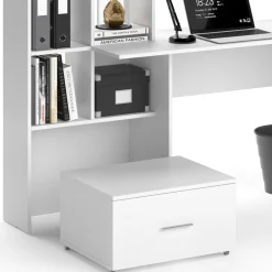 VICCO Schreibtisch LORIS Weiß Computer Bürotisch PC Regal Schublade Arbeitstisch