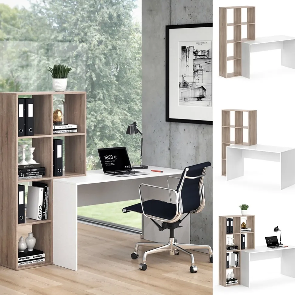 Vicco Schreibtisch mit Regal Mara Sonoma Raumteiler Computertisch Arbeitstisch