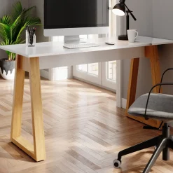 VICCO Schreibtisch Nautica Computer Bürotisch PC Arbeitszimmer weiß Eiche Skandi