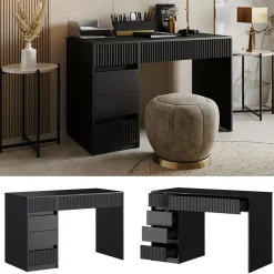 Vicco Schreibtisch Omira Schwarz 120 x 55 cm mit 5 Schubladen