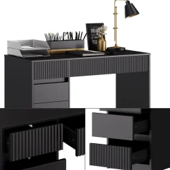 Vicco Schreibtisch Omira Schwarz 120 x 55 cm mit 5 Schubladen