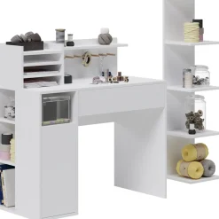 Vicco Schreibtisch, Weiß, 2 Teile, mit Bücherregal