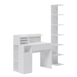 Vicco Schreibtisch, Weiß, 2 Teile, mit Bücherregal
