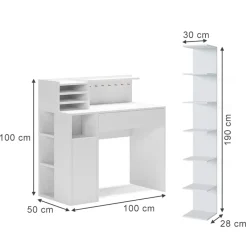 Vicco Schreibtisch, Weiß, 2 Teile, mit Bücherregal