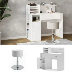 Vicco Schreibtisch, Weiß, 2 Teile, mit Hocker