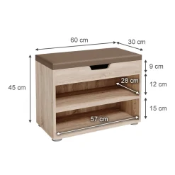 VICCO Schuhbank Schuhschrank Schuhablage Sitzbank Klappdeckel 6 Paar Sonoma