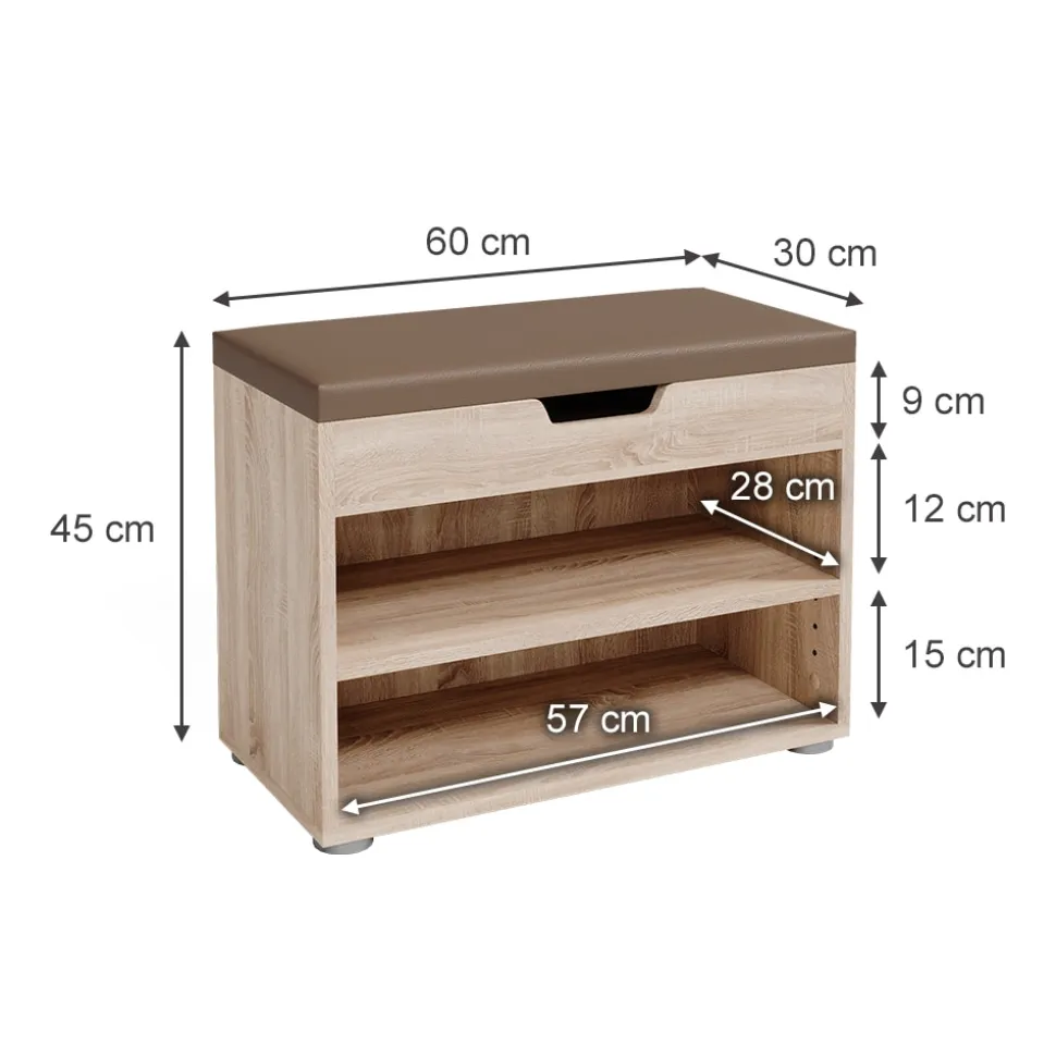 VICCO Schuhbank Schuhschrank Schuhablage Sitzbank Klappdeckel 6 Paar Sonoma