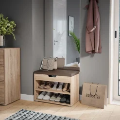 VICCO Schuhbank Schuhschrank Schuhablage Sitzbank Klappdeckel 6 Paar Sonoma