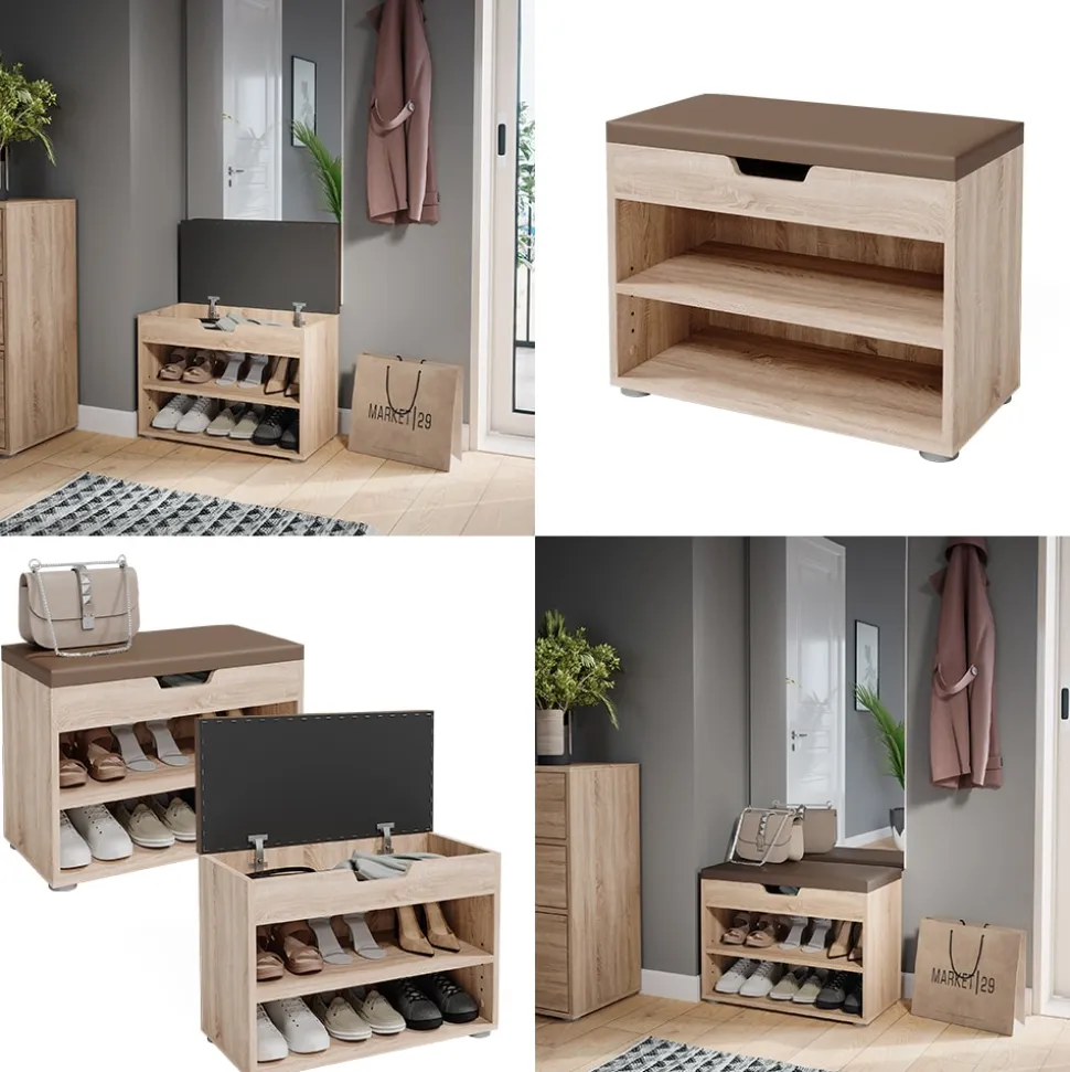 VICCO Schuhbank Schuhschrank Schuhablage Sitzbank Klappdeckel 6 Paar Sonoma