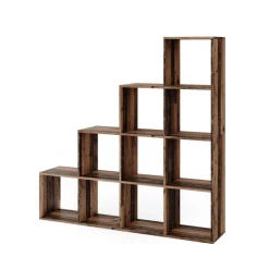 Vicco Treppenregal Raumteiler Stufenregal 10 Fächer Old Style - Bücherregal