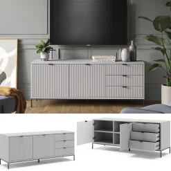 Vicco TV-Lowboard Eliza, Grau 150 x 42 cm, Fernsehtisch, Wohnzimmer, modern