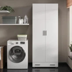 Vicco Universalschrank Mehrzweckschrank Büroschrank Ingo Weiß 2 Türen Schublade
