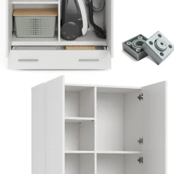 Vicco Universalschrank Mehrzweckschrank Büroschrank Ingo Weiß 2 Türen Schublade